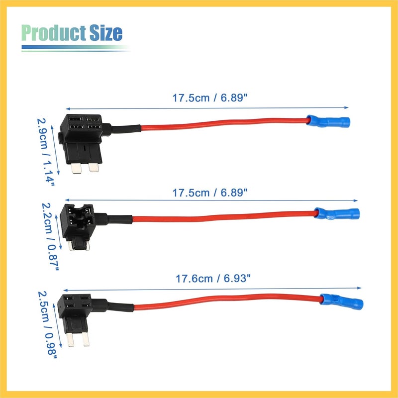 REPAIROCK 1 Set Universal 3pcs Car Fuse Tap Add a Circuit Adapter 12V with 3pcs 30A Standard Mini Low Profile Mini Blade Type Fuse Auto Replacement Parts - Image 3